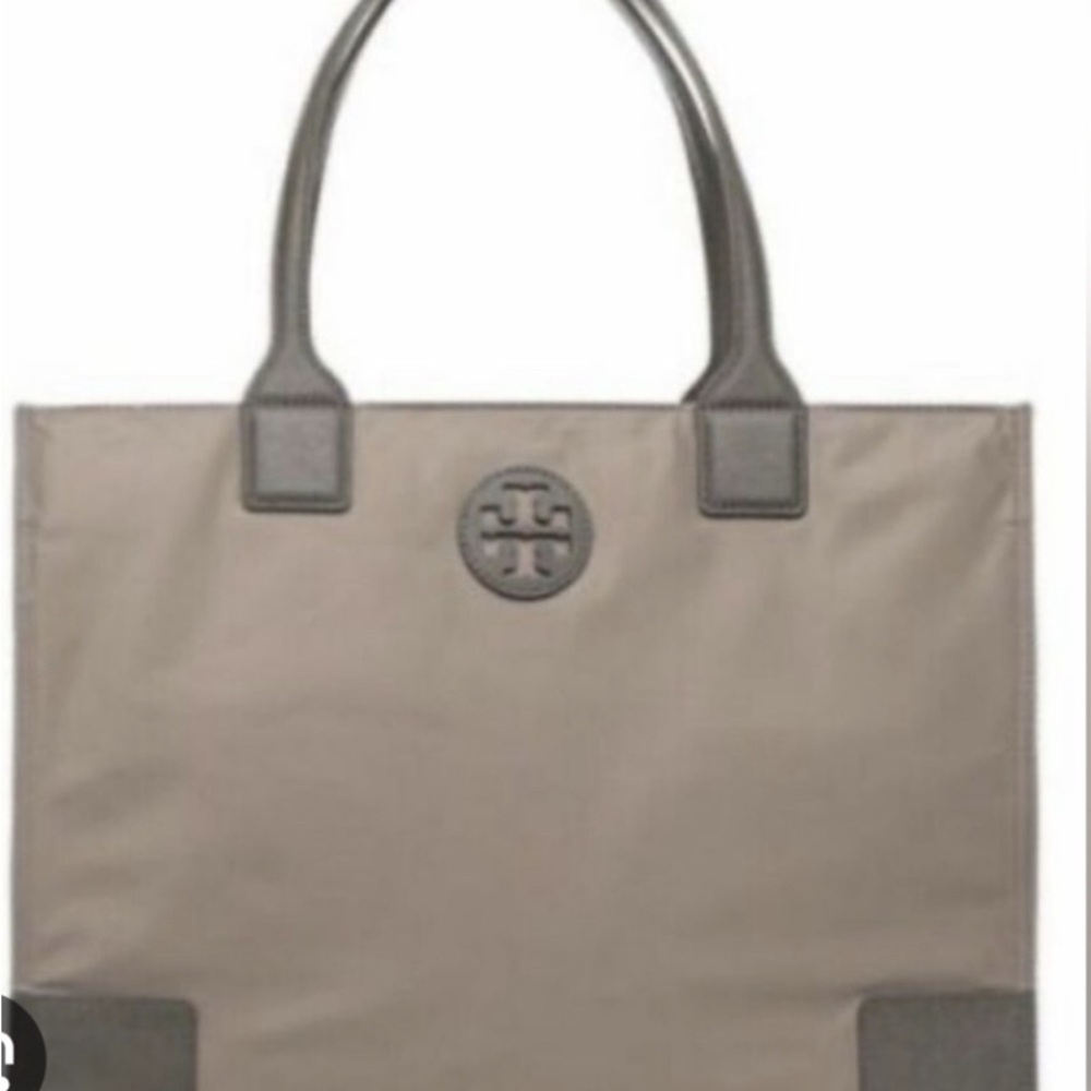 Tory Burch Taupe Nylon Tote with Dark Trim